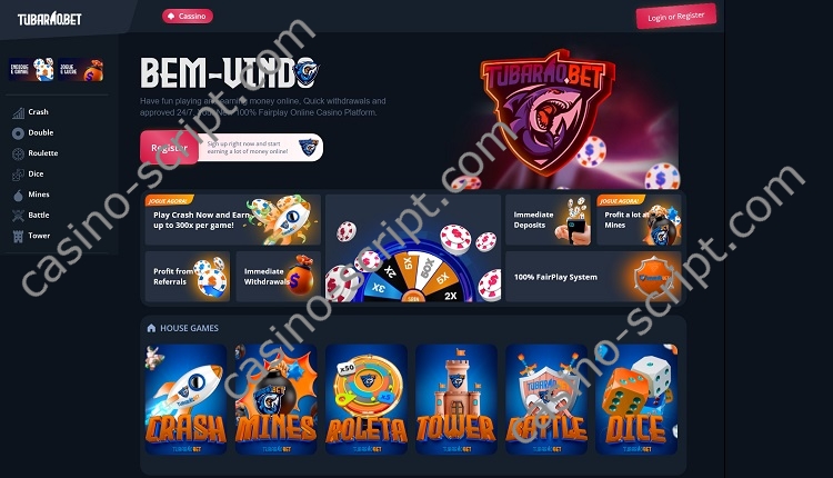 Betfyre casino script with PIX-Tubaraobet casino script